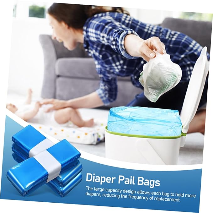 Thickened Diaper Trash Bags Blue Pe Material 260mm X 7m 5 Rolls Disposable Garbage Bags for Diaper Storage and Nursery Use