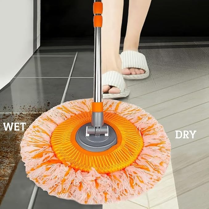 360° Rotatable Adjustable Cleaning Mop - Extendable Wall &amp Floor Mop with Fast Water Absorption for High Places Corners and Gaps (77-167CM)