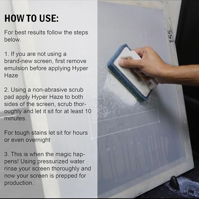 Ecotex All Purpose Screen Printing Hyper Haze (Gallon - 128oz.) - Eco-Friendly Haze Remover and Degreaser Plastisol and Water Based Ink Remover - Silk Screen Cleaner
