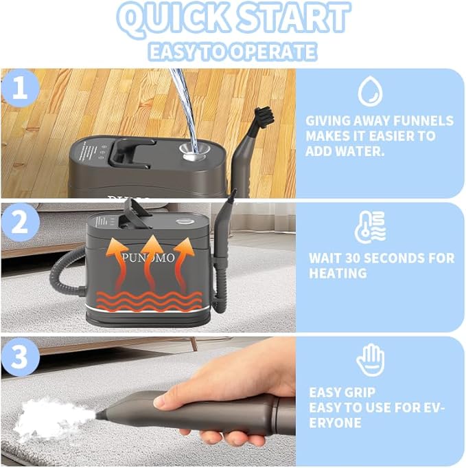 Handheld Steam Cleaner for Home Pressurized Portable Handheld &amp Mop 2-in-1 Steamer for Cleaning with 10 pcs Accessories for Multi-Surface Cleaning Floors Tiles Grout Kitchen Bathroom Couch