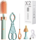 360 Bottle Cleaner 360 Electric Bottle Cleaner Portable Travel Electric Baby Bottle Brush Set (4SetGreen)