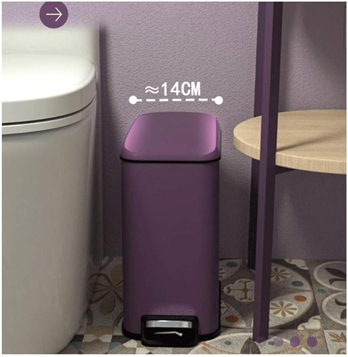 NOLLAM Bote Fog Purple Trash Can w/Lid Stainless Steel Foot-Operated Waste Paper Basket Blocking Smell Indoor Garbage Can for Hotel/Home/Bedroom/Kitchen Kitchen Office