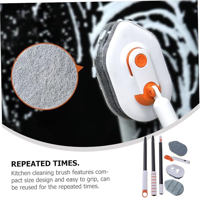 SAFIGLE 1set Multi-Functional Grout and Floor Cleaning Brush Ergonomic Handle for Bathroom Tile and Kitchen Includes Sturdy Hard Bristles and Replaceable for Deep Cleaning