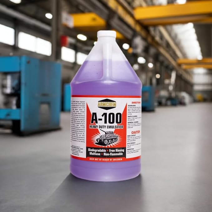 A-100 Heavy Duty Biodegradable Degreaser - Economical Non-Toxic Water-Based Emulsifier for Industrial Institutional and Commercial Cleaning. 1 Gallon.