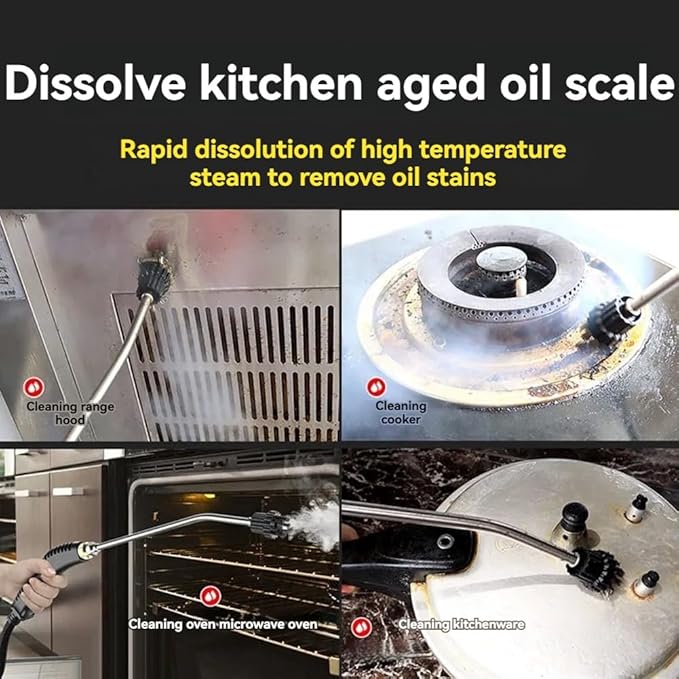 High Pressure and Temperature Steamer 2m Double-Layer Explosion-Proof Steam Pipe Leakage Protection Anti-Dry Burning Handheld Steam Cleaner B US Plug