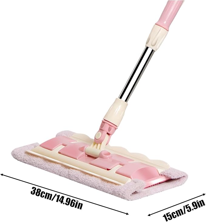 Flat Floor Mop - Ergonomic Swivel Handle Cleaner Includes 4 Washable Microfiber Cloths | Telescopic Handle Versatile Home Maintenance Solution for Tile Stone Concrete Linoleum or Sealed Wood Are