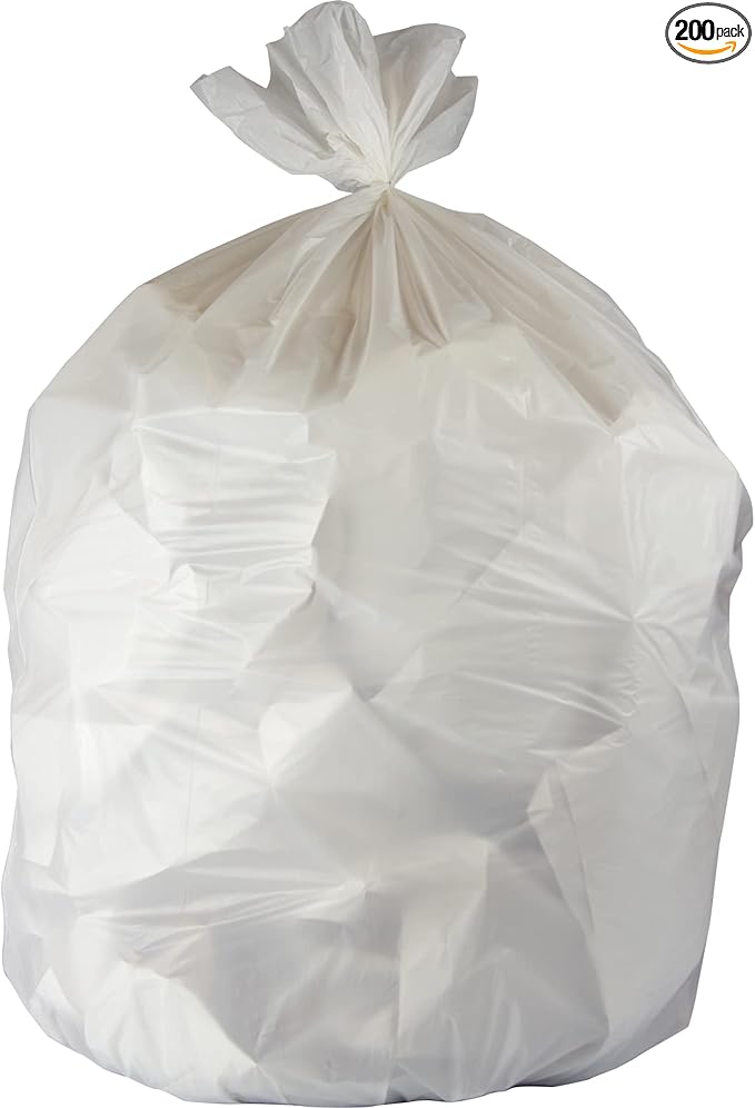 Heritage Low-Density Extra Heavy Duty Trash Can Liners 0.75-mil 30 Gallons 36 x 30 White Case Of 200 Liners