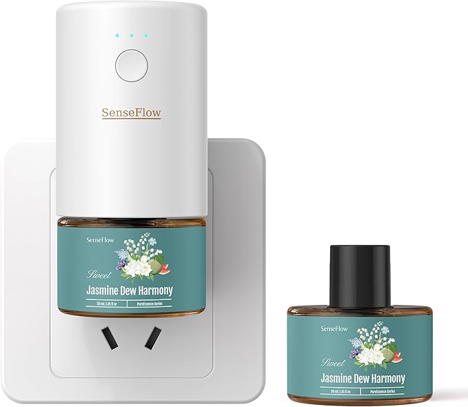 SF101S Smart Wi-Fi Waterless Plug-in Air Freshener 100% Plant-Based Ultrasonic Diffuser Adjustable 120-Day Scent Air Mist Covers 100㎡ for Home Hotel-Jasmine Dew Harmony