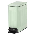 TIPGO Slim Bathroom Trash Can with Lid Soft Close Step Pedal 6 Liter / 1.6 Gallon Stainless Steel Trash Bin Small Garbage Cans for Bedroom Office Kitchen (Green)