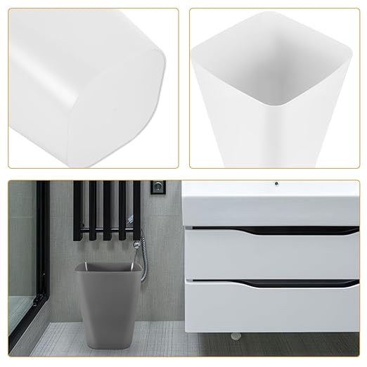 Uonlytech 2pcs Square Trash Can Compact Plastic Wastebasket for Home Office Kitchen and Bathroom Easy Open Design Minimalist Style