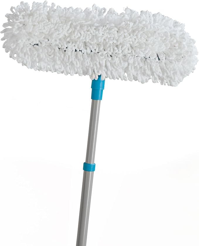 Lightweight Flexible Floor Mop with Reusable Microfiber Cleaning Pad Telescoping to 49” Long