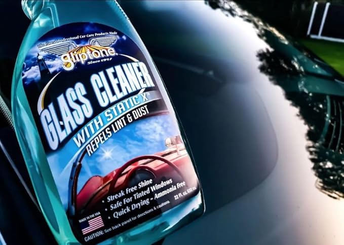 Gliptone Glass Cleaner Kit Streak-Free Shine Ammonia-Free Quick Drying Includes Glass Cleaner Glipscrub Sponges &amp Softouch Waffle Microfiber Towels Safe on Tint &amp Hard Surfaces