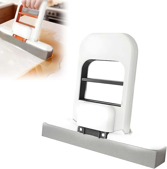 Gray Mini Foldable Desktop Mop for Small Spaces Wet and Dry Portable Cleaning Sponge Mop Self-Squeezing Sponge Mop with Replaceable Head for Kitchen Bathroom Car Desk