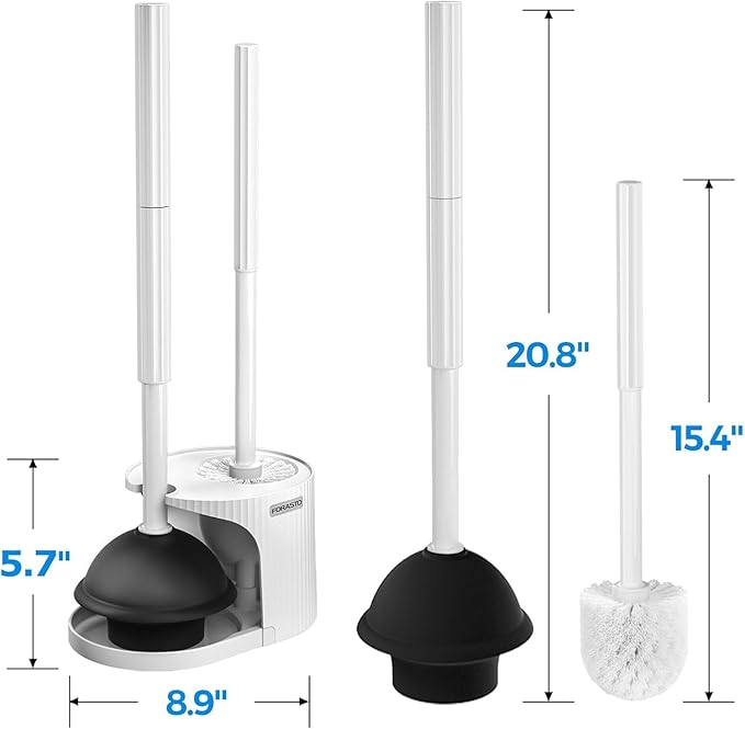 3Pack 2 in 1 Toilet Brush and Plunger Set Extended Handle PlungerToilet Bowl Brush Plunger SetBathroom Cleaning ToolsToilet Brush Plunger ComboCleaning BrushCleaning Supplies White