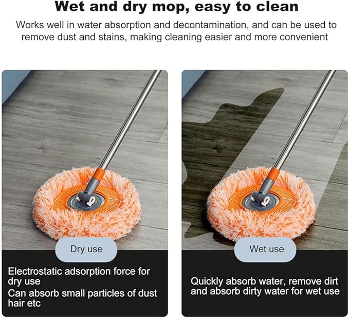 AQWEI 360° Rotatable Adjustable Cleaning Mop with Three Replaceable Mop Heads for Household Floor Cleaning Wall Cleaning Mops (83-inch Four-Section Rod)