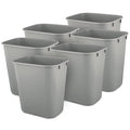 Rubbermaid 6 Pack 2955GRA Deskside Plastic Wastebasket Rectangular 3 1/2 gal Gray