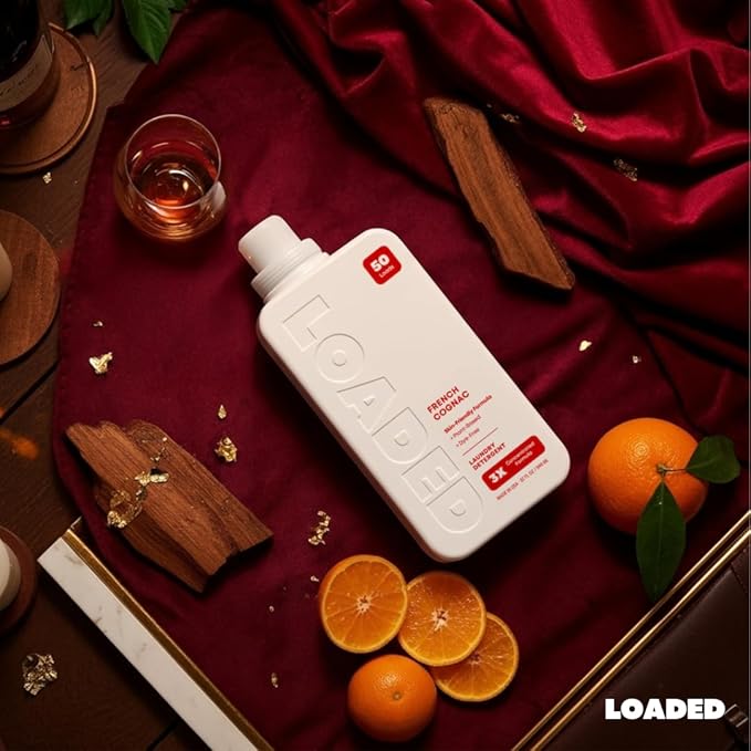 Loaded Laundry Detergent Luxury Cologne Scented | 50 Loads | Leather &amp Oak | Skin-Friendly &amp Plant-Based | Made in USA | 32 oz
