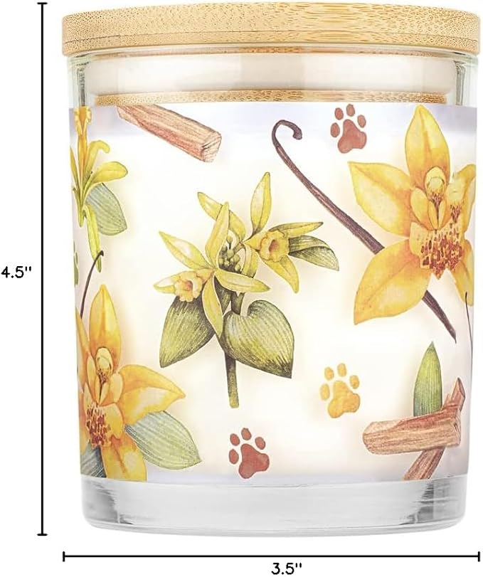 One Fur All Pet House Candle 2 Pack - Plant-Based/Soy - Clean Burning Scented Long Lasting Pet Odor Candle for Home - Vanilla Sandalwood