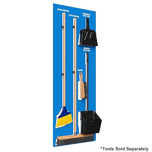 Clean &amp Sweep 5S Shadow Board/Wall Mount Broom Holder 68 x 30 Board 5S Cleaning Station - Board Only Tools Sold Separately Made in The USA by AccuformNMC Blue/White PSB614BUWT