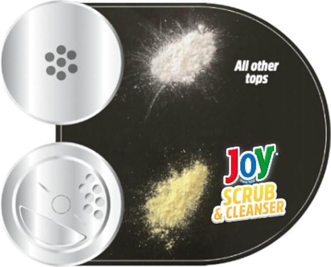 Joy Scrub Powder Cleanser Removes Tough Stains Water Marks Grime and Soap Scum 28 Oz Canisters (Pack of 2) bundled with Microfiber Cloth