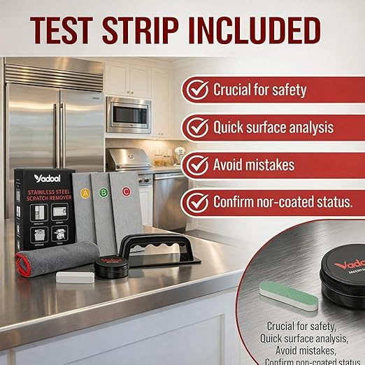 Stainless Steel Scratch Remover Kit for Stove Scratch Repair &amp Polish Only for Non-Coated Cooktops &amp Ranges Reduces Scratches Heat Marks &amp Scuffs