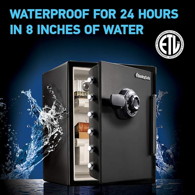 SentrySafe Black Fireproof Waterproof Floor Safe with Dial Combination Lock for Home or Office 2.05 Cubic Feet SFW205CWB