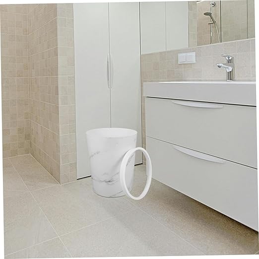 Ciieeo Marble Pattern Office Trash Can Large Capacity Plastic Wastebasket Restroom Bathroom Waste Bin Home Office Wastebasket