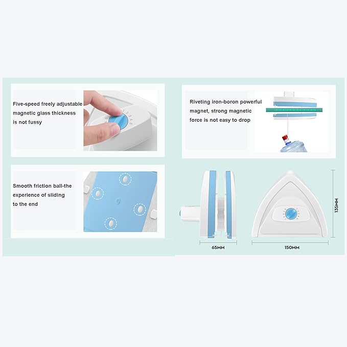 Magnetic Window Cleaner Double-Side Magnetic Glass Cleaner Adjustable Magnet Force Magnets Glass Wiper Adjustable Surface Brush Window Cleaning Brush Tools
