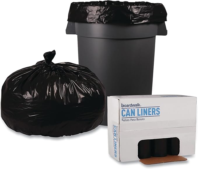 Boardwalk 519 SH-Grade Repro Can Liners 38x58 60gal 1.2mil Black 10 Bag/Roll 10 Roll/CT