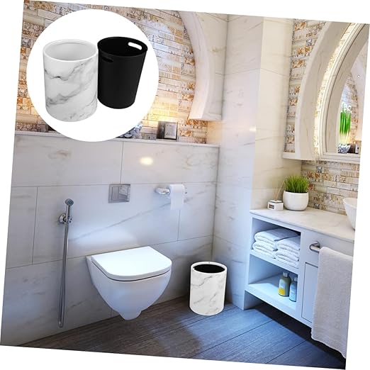 PRETYZOOM Marble Pattern Trash Can Garbage Container for Home Office Bedroom and Kitchen Stylish Wastebasket for Spaces Material Easy to Clean