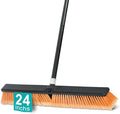 PBHEPJ 24 Inchs Push Broom Outdoor Heavy Duty Shop Broom with 60 Long Handle for Cleaning Outdoor or Indoor Tile Garage Shop Deck Concrete Wood Stone Patio Floor