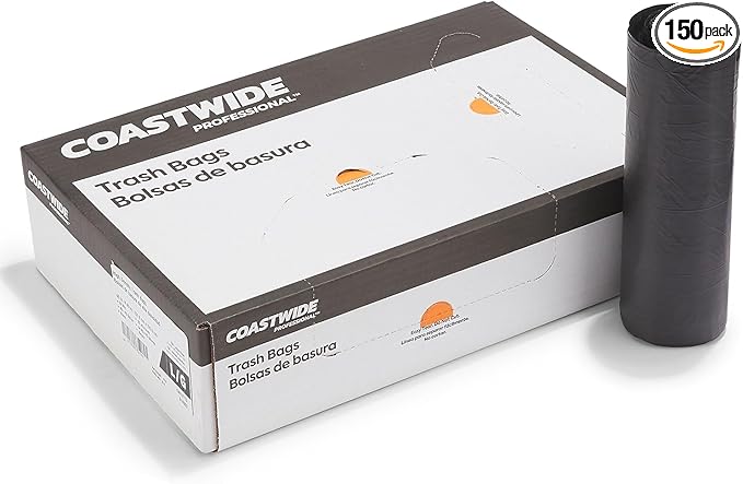 Professional 40-45 Gallon Trash Bag 40 x 48 High Density 22 mic Black 150 Bags/Box