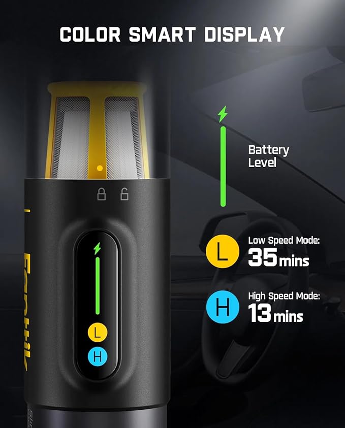 Fanttik Slim V10 Mix Cordless Car Vacuum 4 in 1 Handheld Air Duster Color Smart LED Display 16kPa Suction Power Cordless Portable Mini Keyboard Vacuum for Car Office Desk