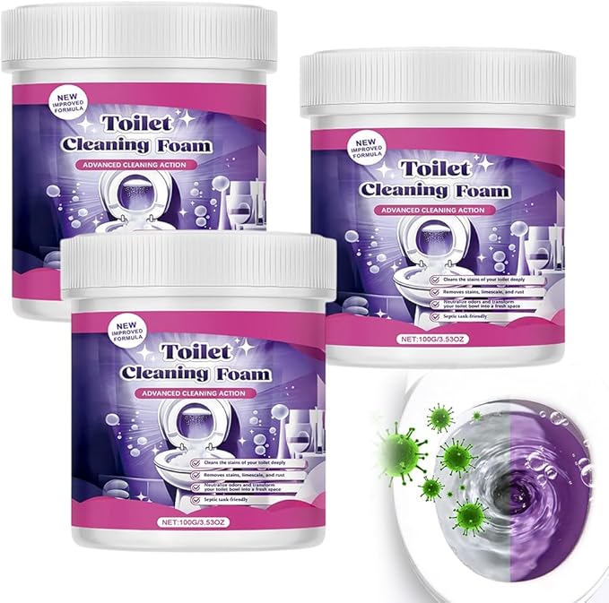 2026 New Toilet Bowl Cleaner Toilet Cleaning Foam Power Foaming Toilets Clean Clean Foam Cleaner Touch Free Foaming Powder – Bathroom Cleaning Powder (3PCS)