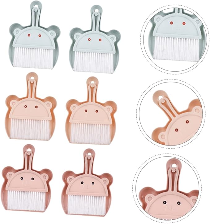 Mini Broom and Dustpan Set 6pcs Handheld Desktop Sweeper Dustpan for Table Cleaning Small Dust Pan and Brush Combo for Home Office and Pretend Play
