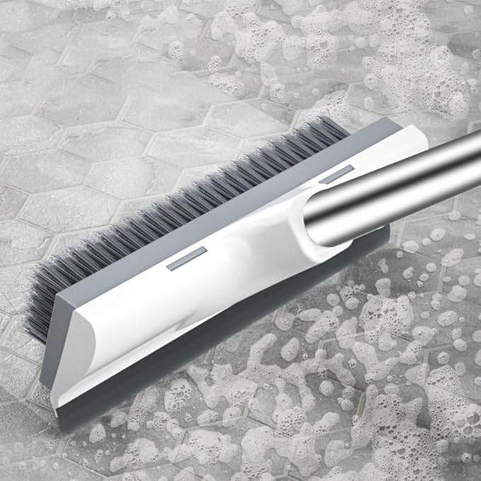 Bathroom Floor Scrub Brush with Long Handle Stiff Bristle Tile and Grout Cleaning Scrubber for Home Bathroom and Kitchen Floors Multipurpose