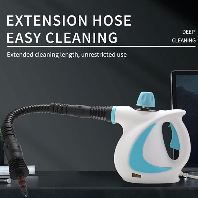 Handheld Pressurized Steam Cleaner - 1000w Efficient Steam Cleaner with 9-Piece Accessory Set | Natural Steam Cleaner | Powerful Home Use Steamer | Deep Cleaning Steamer for Cleaning Floor | Upholster