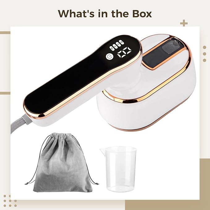 110V Handheld Led Digital Steamer Travel-Friendly Touch Screen Water Cup and Storage Bag Included White