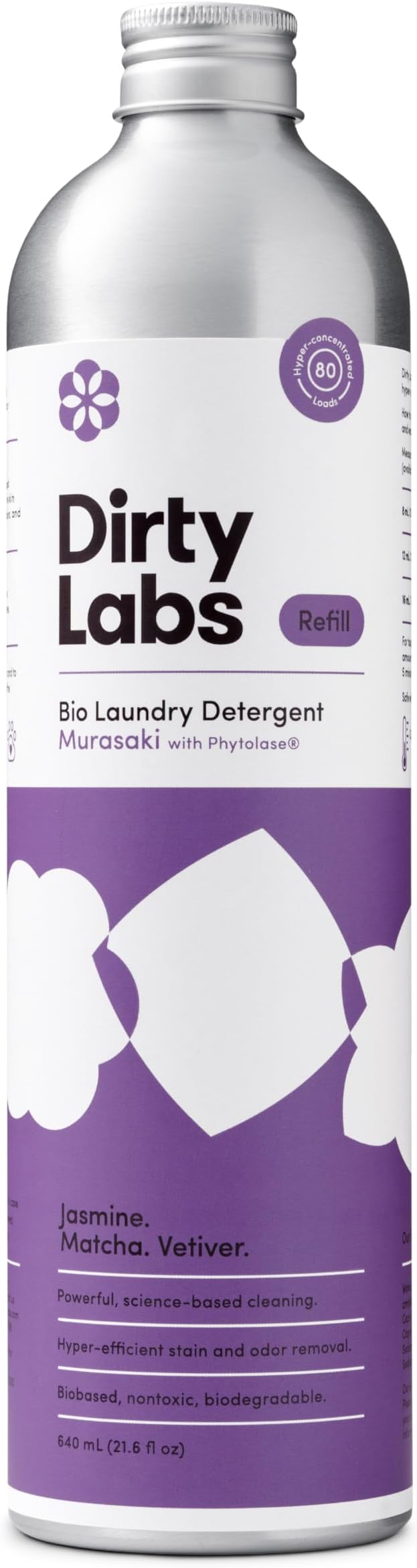 Dirty Labs | Murasaki Scent | Bio-Liquid Laundry Detergent | 80 Loads (21.6 fl oz) | Hyper-Concentrated | High Efficiency &amp Standard Machine Washing | Nontoxic Biodegradable | Stain &amp Odor Re