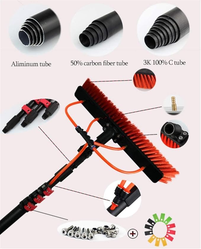 Light Window Cleaning Pole/Water Fed Telescopic Brush/Extendable Cleaner Conservatory Roof3.6M-9M Suitable for Photovoltaic Panel Cleaning Trucks Windows Window Glass Wall3.6m (9m)