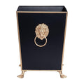 Jaye's Studio Decorative Black Bathroom Trash Can No Lid with Gold Trim Black Metal Trash Can Farmhouse Waste Basket for Dorm Room Bedroom Home Office Square Waste Bin No Lid Lion Head Accent