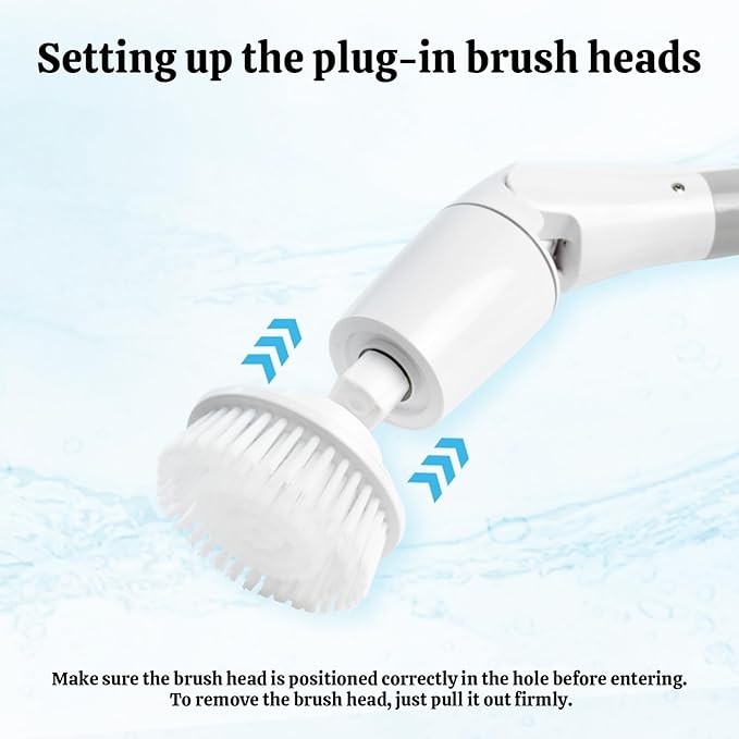 Electric Spin Scrubber with LCD DisplayShower Scrubber with Long HandleCordless Power Cleaning Brush with 8 Brush Heads Electric Scrubber for Bathroom Kitchen CleaningIPX7 Waterproof