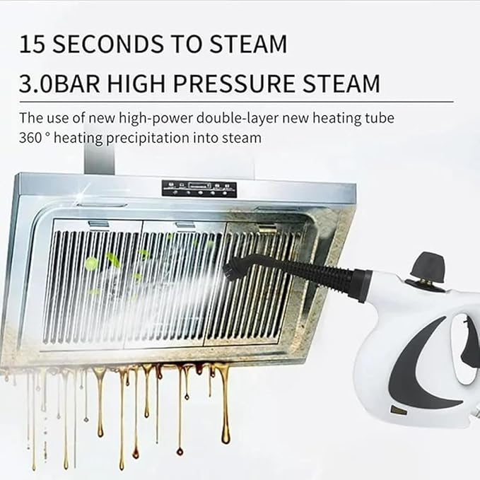 2025 Upgrade Saker Steam Cleaner Handheld High Pressure Steamer for Home Cleaning FurnitureCarpet Car Interior Kitchen Tile Multiple Nozzles (1Set+8 Fiber Cloth1set)