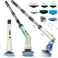 Electric Spin Scrubber Hillyfe Bath Scrubber for Cleaning with 7 Replaceable Brush Heads IPX7 Waterproof300/400 RPM 3 Adjustable SizeCordless Shower Cleaner Brush for Bathroom FloorBeige