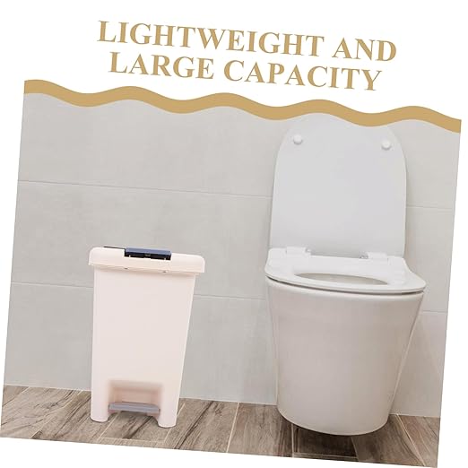 Alipis Pedal Trash Can Bathroom Waste Basket Plastic Recycling Can Lid Easy to Clean for Bedroom Kitchen Office