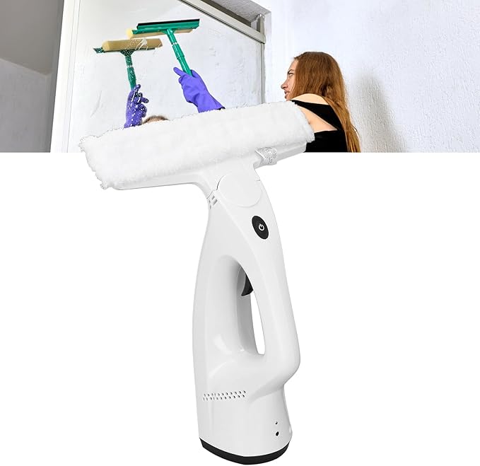 Electric Window Squeegee Glass Cleaner Tool 3 in 1 Mirror Window Cleaner Squeegee Kit with Spray Cordless Electric Window Vacuum for Windows Tiles Glass Mirror
