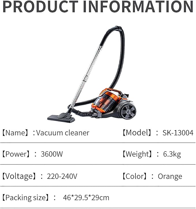 Cylinder Bagless Vacuum Cleaner 3600W Powerful Carpet Cleaner Machines 1.8 Litre Capacity Vacuum Cleaner for Home Use Floor Grout Tile Couch Carpet Car