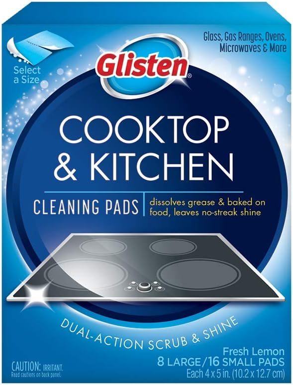 Glisten GC0608T Cooktop &amp Kitchen Cleaning 8 Large/16 Small Pads Per Box 6 Pack
