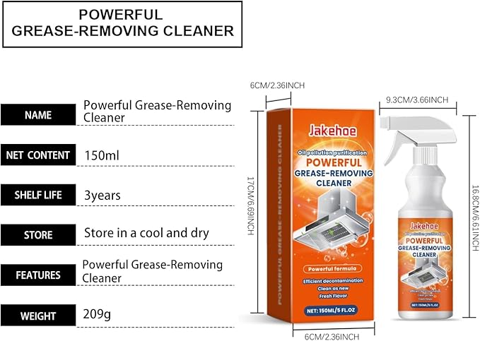Oil Stain Remover Cleaner For Kitchen Stove Range Hood - Multi-Surface Fast-Acting Restores Shine(3PCS)