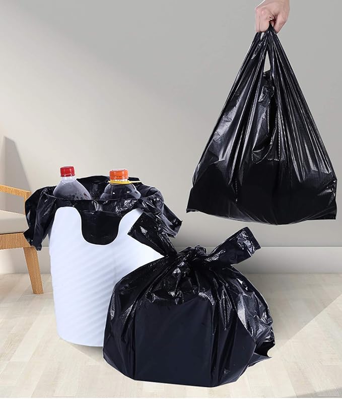 200 Counts Kitchen Garbage Bags and 1.8mil Thick Black Trash Bag with Handles 14x21.6 Inch 3-4 Gallon Picnic Kitchen Daily Use Bedroom Waste Bin Garbage Bags Bulk Bags